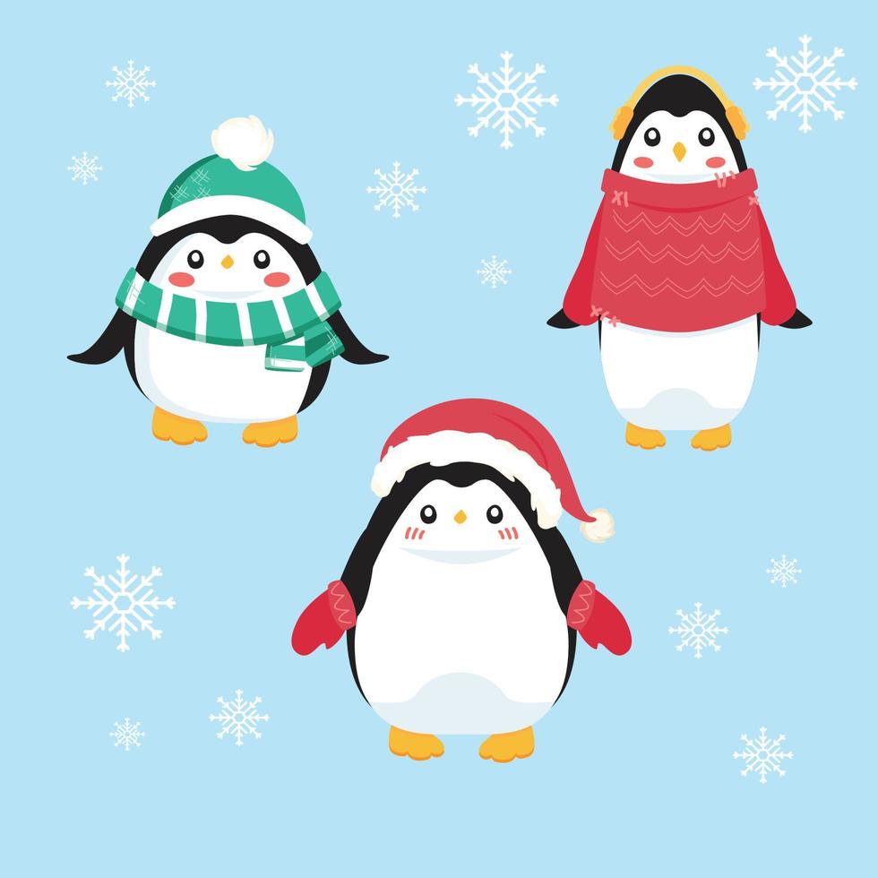 cartel de pingüinos ilustradores vector