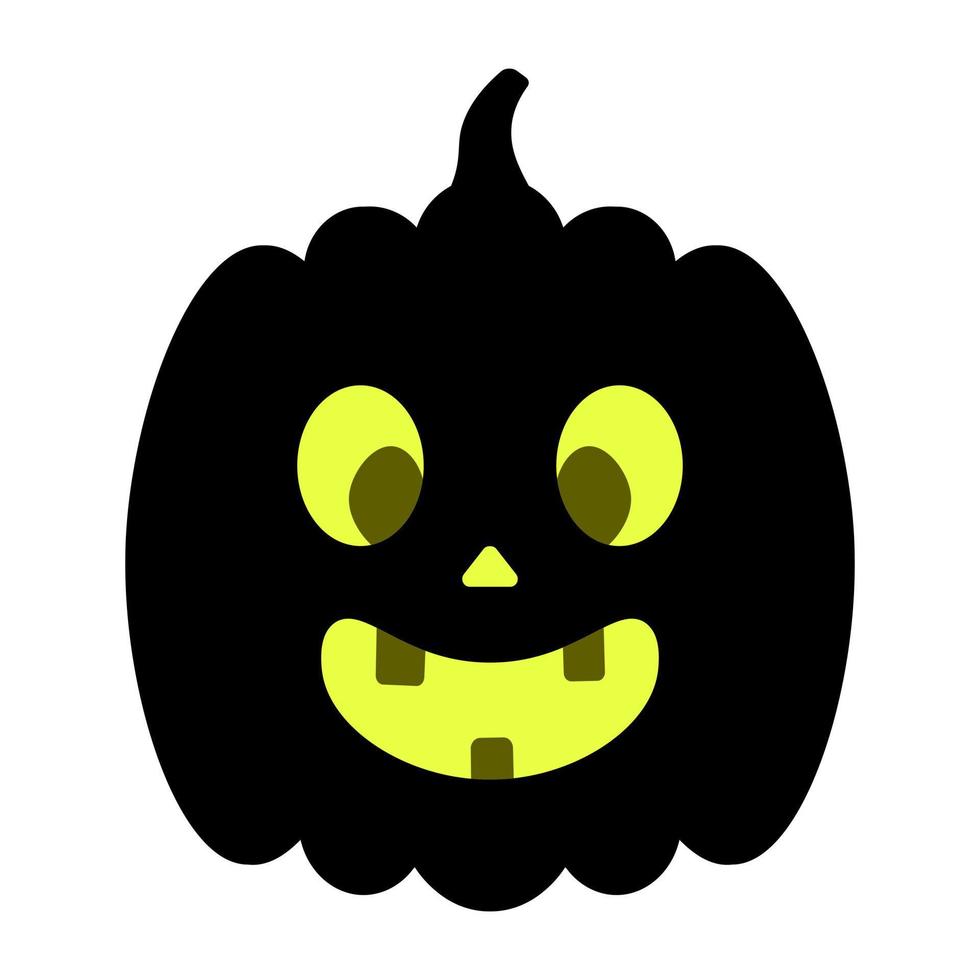 Pumpkin. Silhouette. Smiling facial expression. Cute grimace with teeth. Glowing from within. Halloween symbol. Jack Lantern. All Saints Day. vector