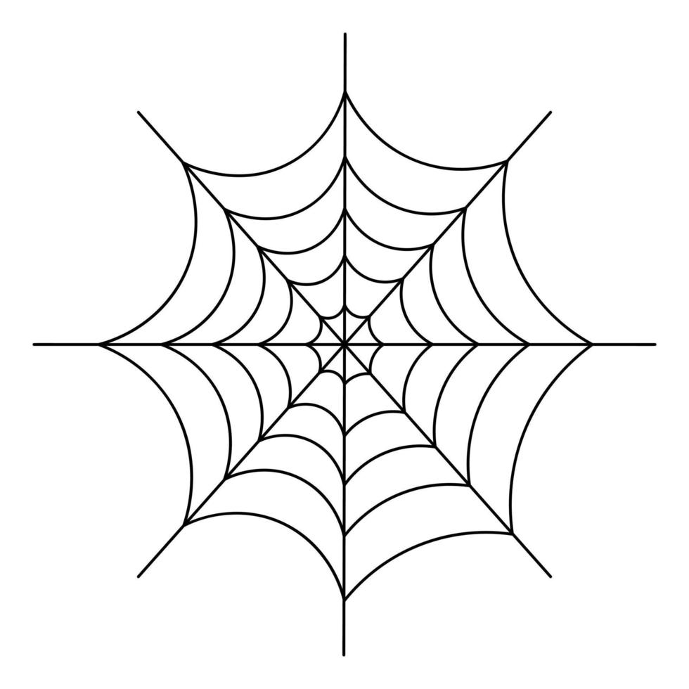 Spider web. Silhouette. Vector illustration. Sketch. A sticky victim trap. Intricate network. Halloween symbol. All Saints' Day. Hunter's ambush. Thin thread.