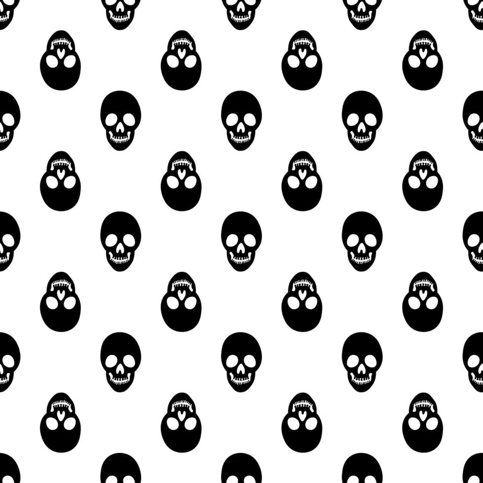 Black skeletons in various poses pattern. Halloween design. Perfect for fall, holidays, fabric, textile. Seamless repeat swatch. vector