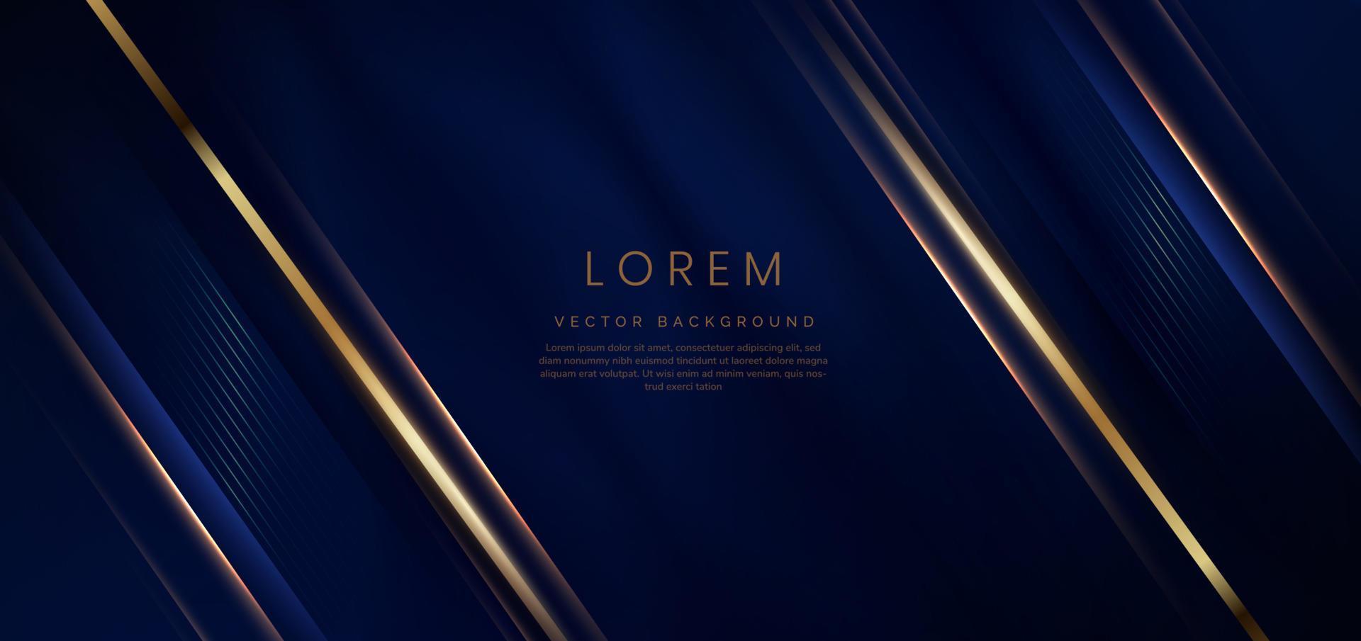 Abstract background luxury dark blue elegant geometric diagonal with gold lighting effect and sparkling with copy space for text. vector