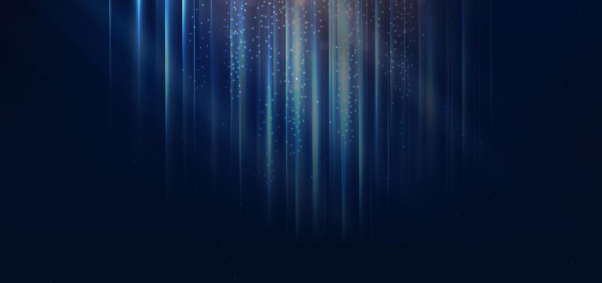 Abstract technology futuristic light blue stripe vertical lines light on blue background with gold lighting effect sparkle. vector