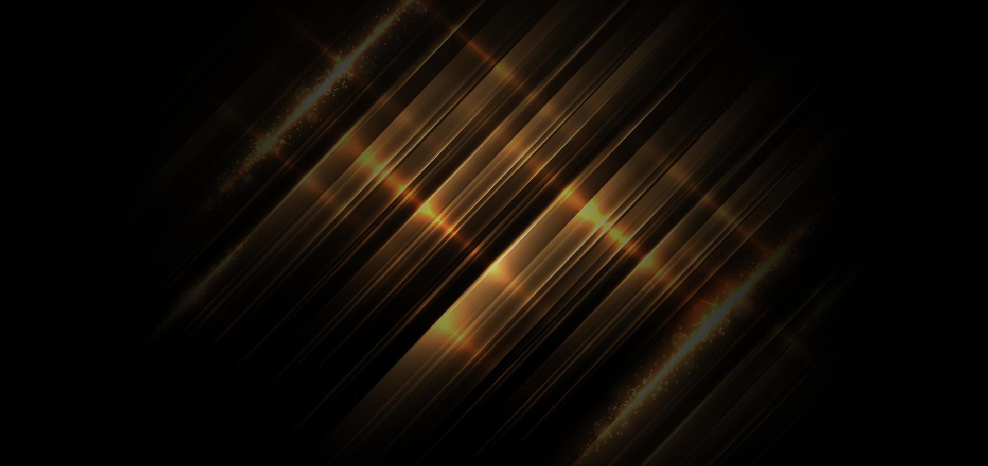 efecto de brillo dorado de lujo abstracto que brilla sobre fondo negro con brillo de efecto de iluminación. diseño de ceremonia de premiación premium de plantilla. vector