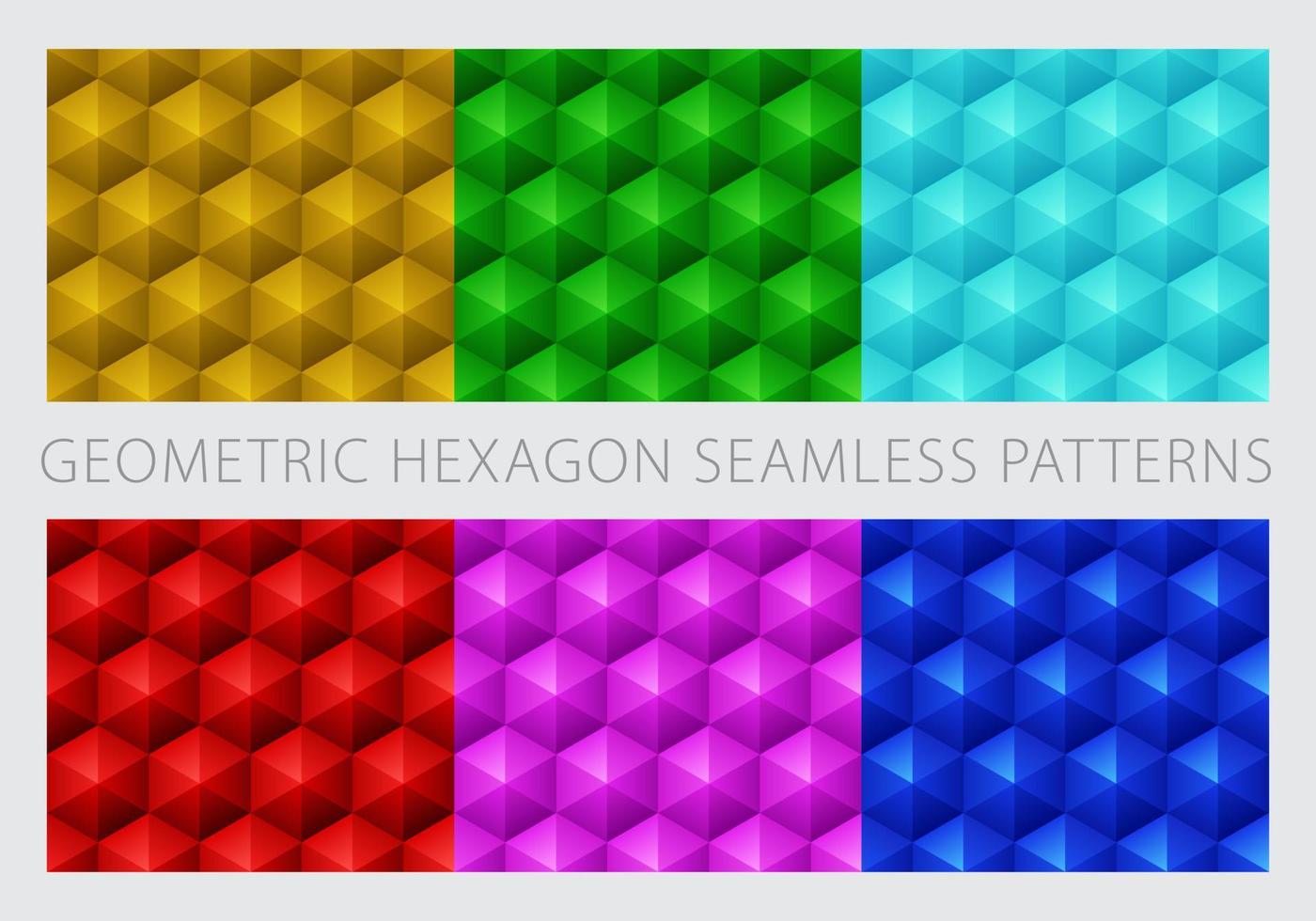 Geometric Hexagon Seamless Patterns Colorful Set vector