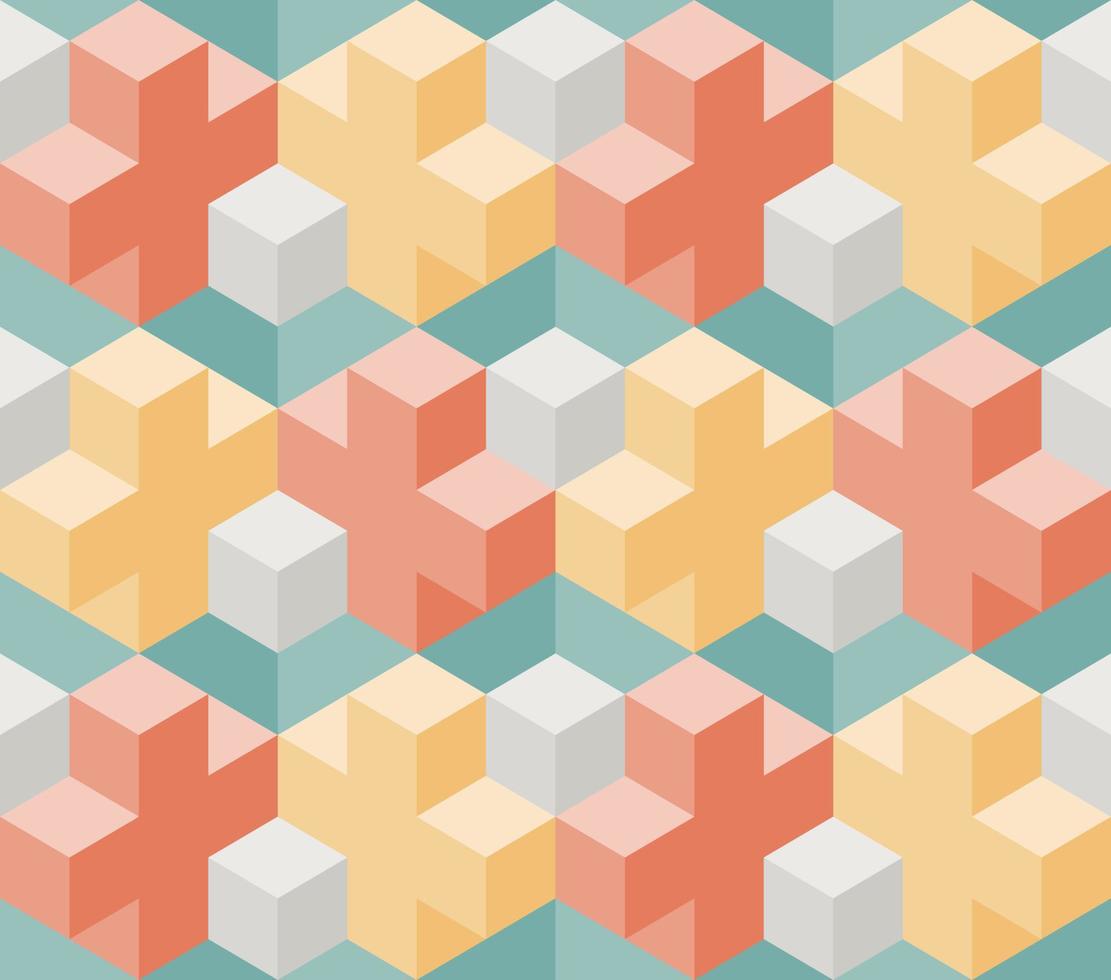 Seamless Pattern Crosses And Cubes Shape vector