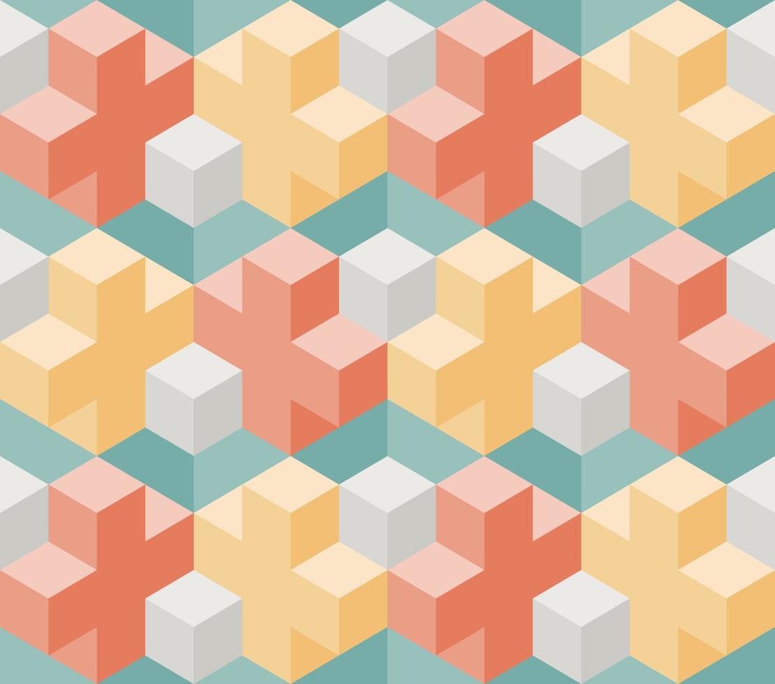 Seamless Pattern Crosses And Cubes Shape vector