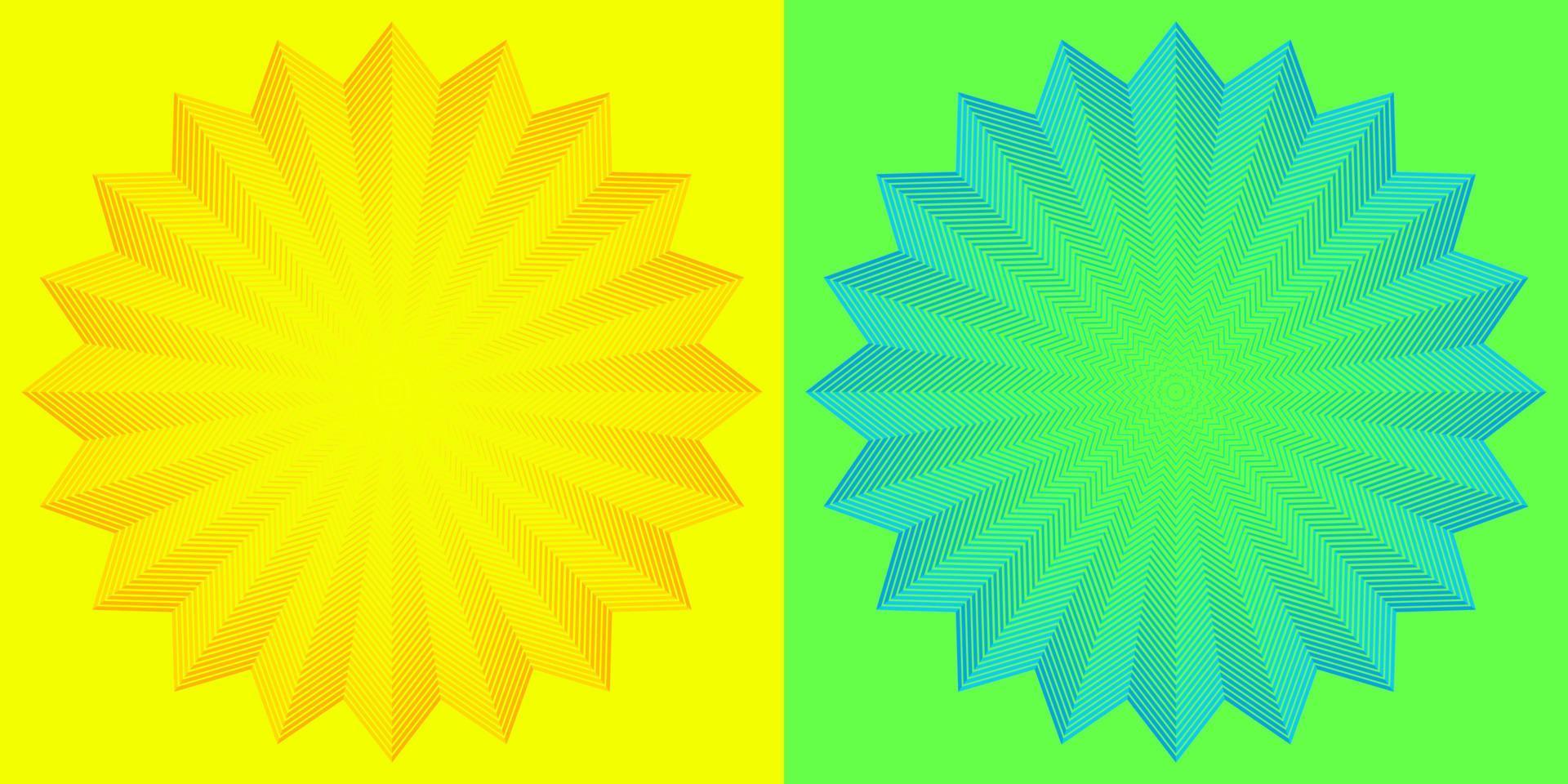 Twenty Pointed Star Stripes Yellow Green Blue vector