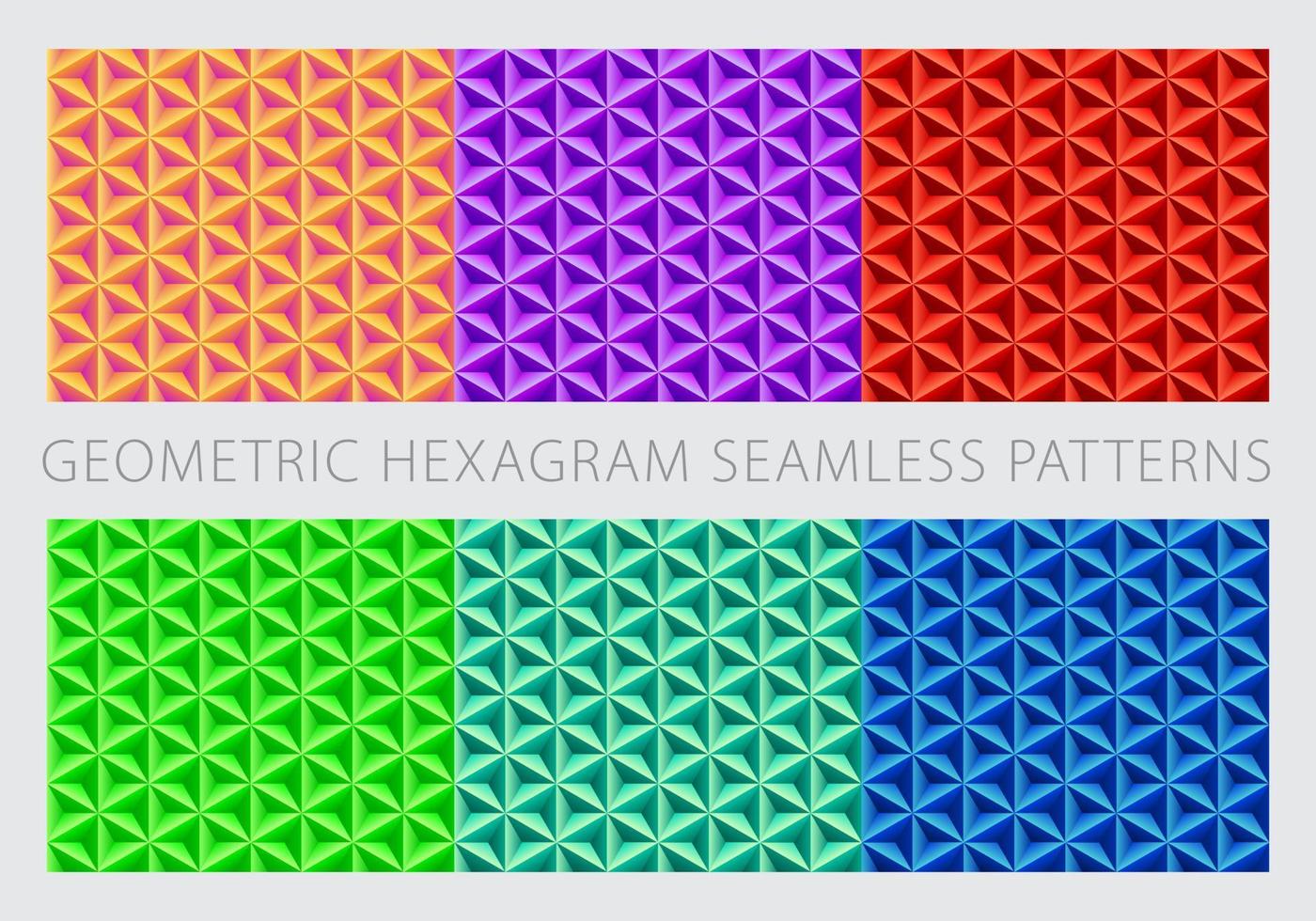 Colorful Set Geometric Hexagram Seamless Patterns vector