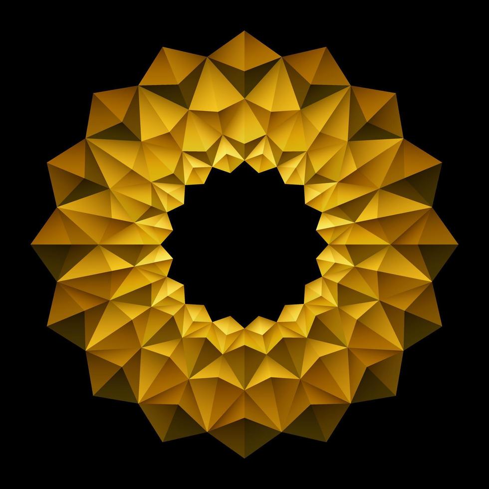 patrón de flores de estilo origami formas geométricas 3d oro vector