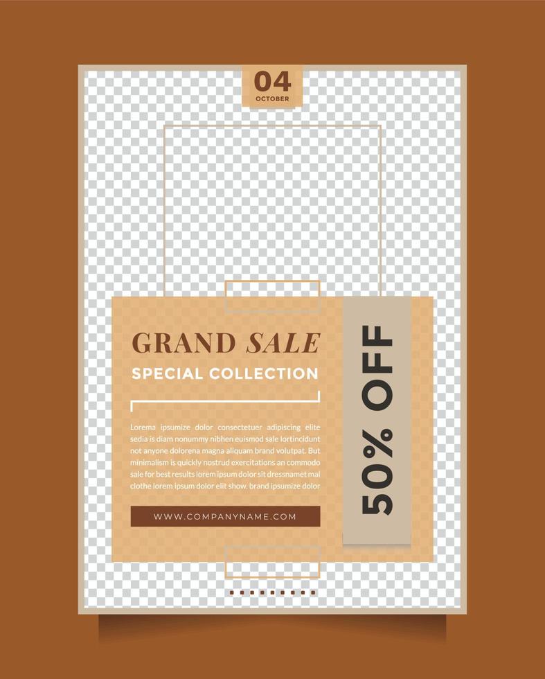 Simple fashion sale flyer design template with A4 Size for Promotion. Special offer banner advertising vector