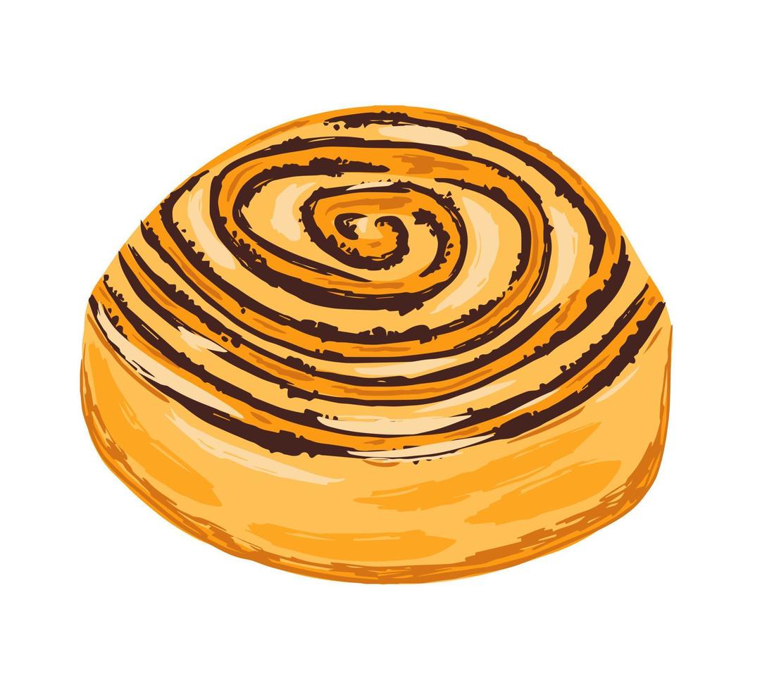 pastel de canela en estilo de dibujos animados vector