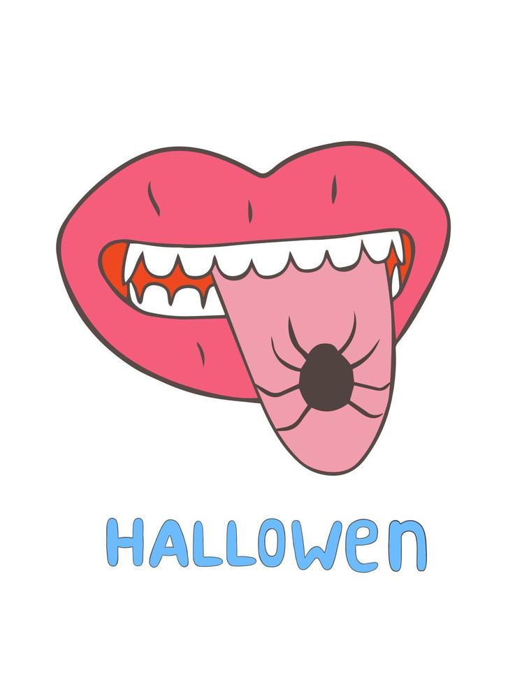 Vampire mouth withteeth and spider vector