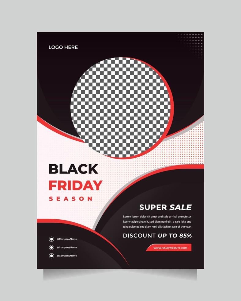 Black friday season sale flyer and banner template with A4 Size. Modern template with attractive design to showcase your business idea in the best possible way vector