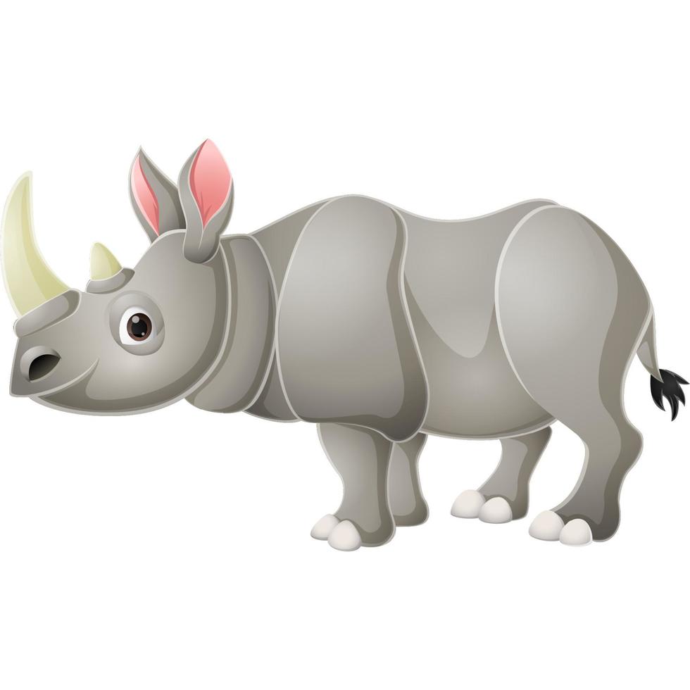 Cute rhino cartoon on white background vector