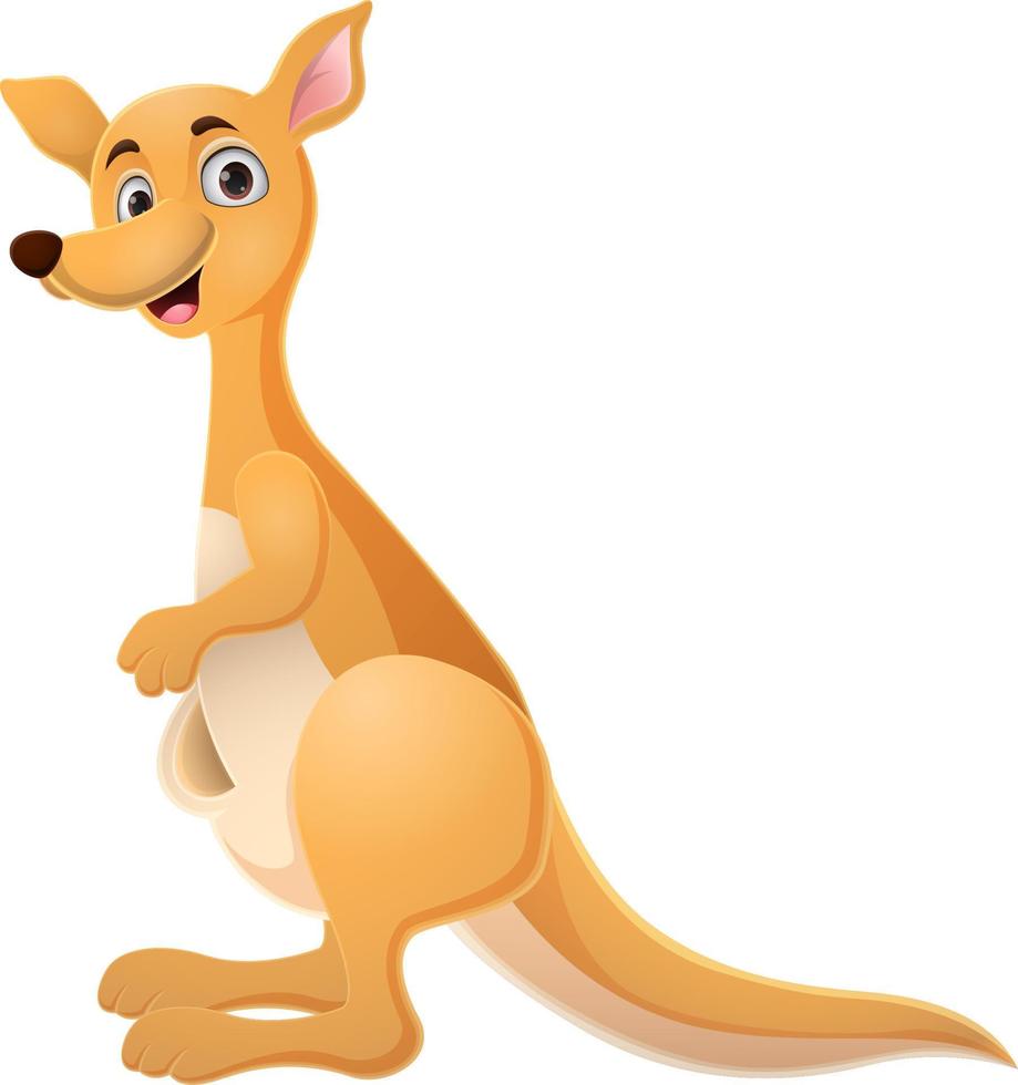 cute kangaroo cartoon on white background vector