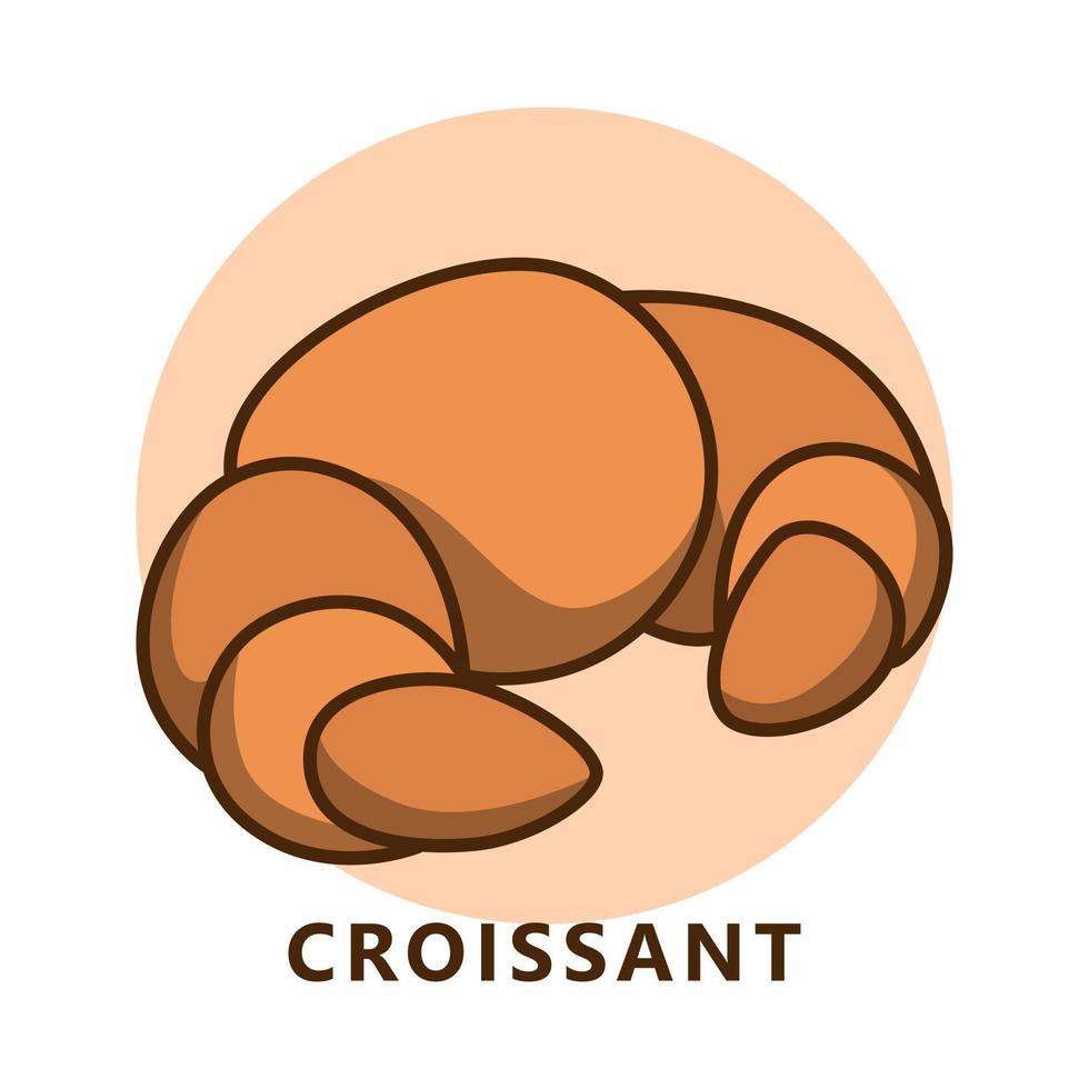 dibujos animados de ilustración de menú de desayuno y postre de croissant. logotipo de comida y bebida. símbolo de icono de panadería y pastelería vector