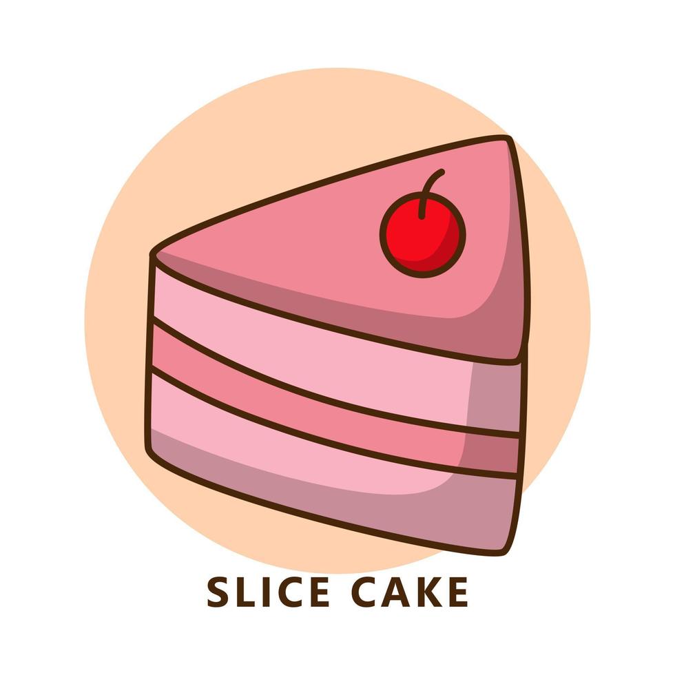 Birthday cake illustration cartoon. food and drink logo. Slice cake Sweet dessert icon symbol vector