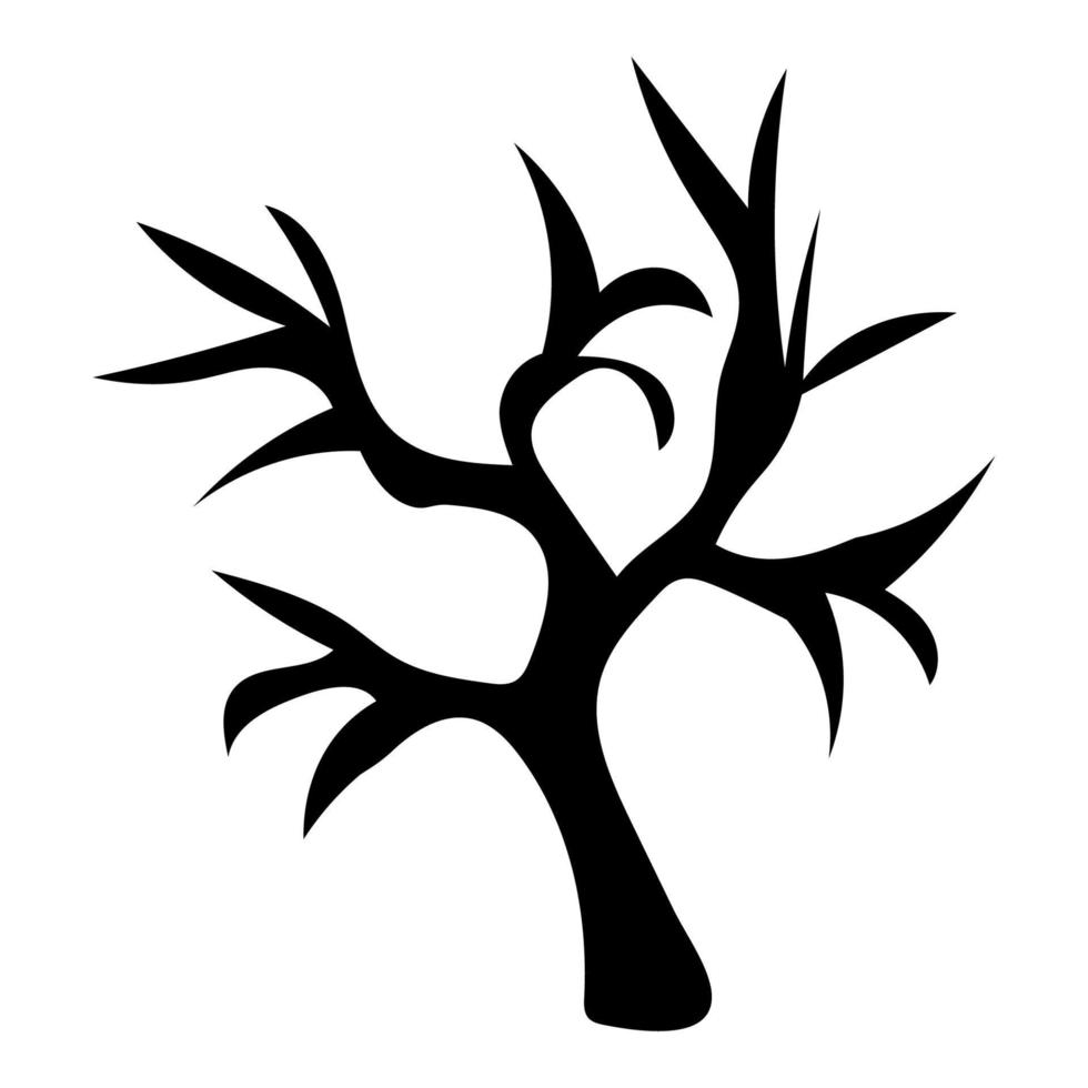 Abstract black silhouette halloween tree vector