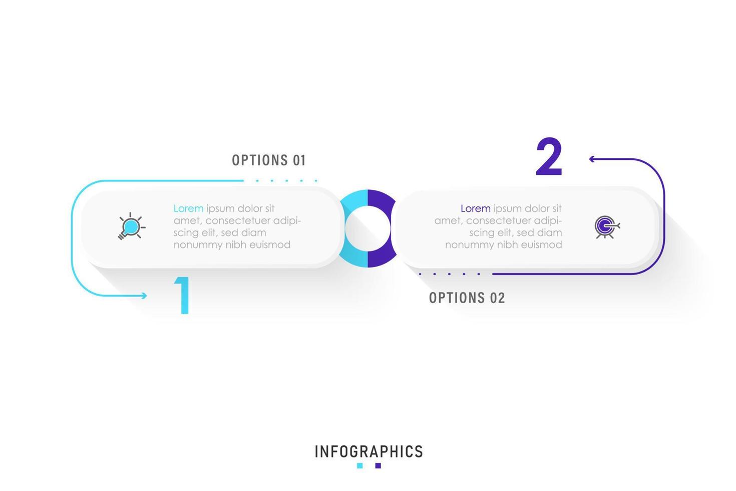 Vector Infographic label design template with icons and 2 options or steps. Can be used for process diagram, presentations, workflow layout, banner, flow chart, info graph.