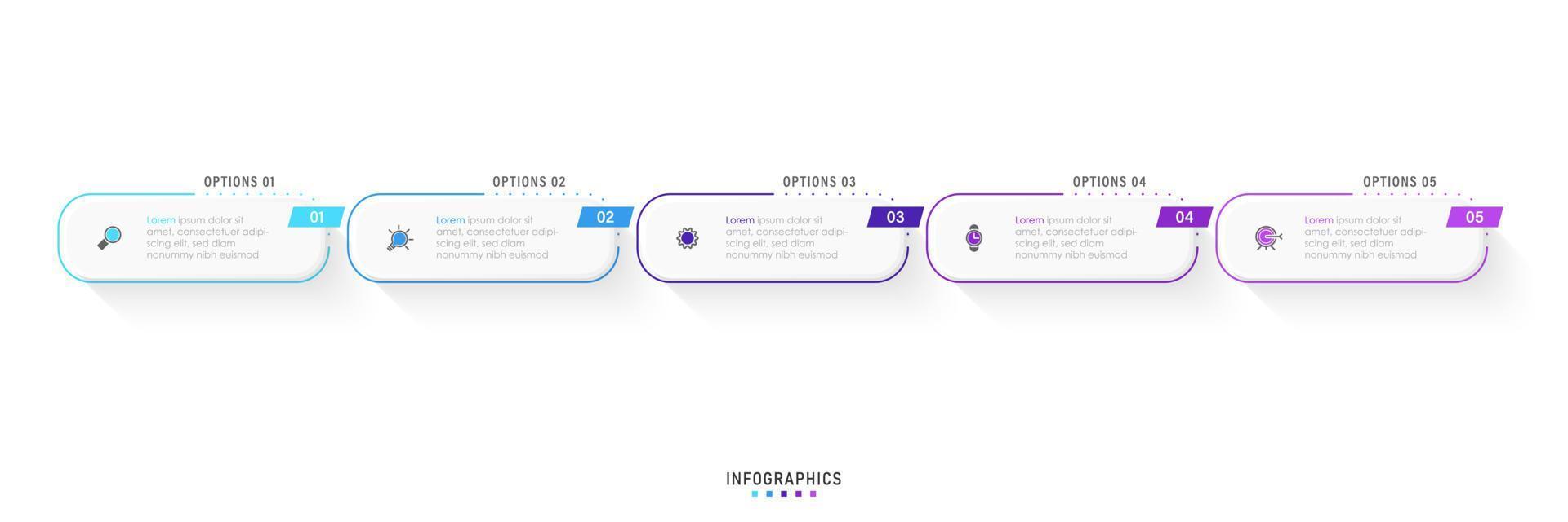 Vector Infographic label design template with icons and 5 options or steps. Can be used for process diagram, presentations, workflow layout, banner, flow chart, info graph.