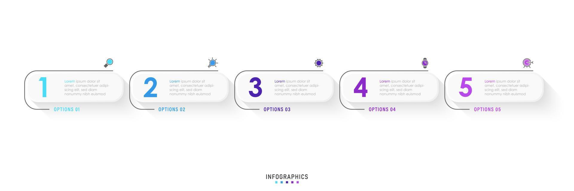 Vector Infographic label design template with icons and 5 options or steps. Can be used for process diagram, presentations, workflow layout, banner, flow chart, info graph.