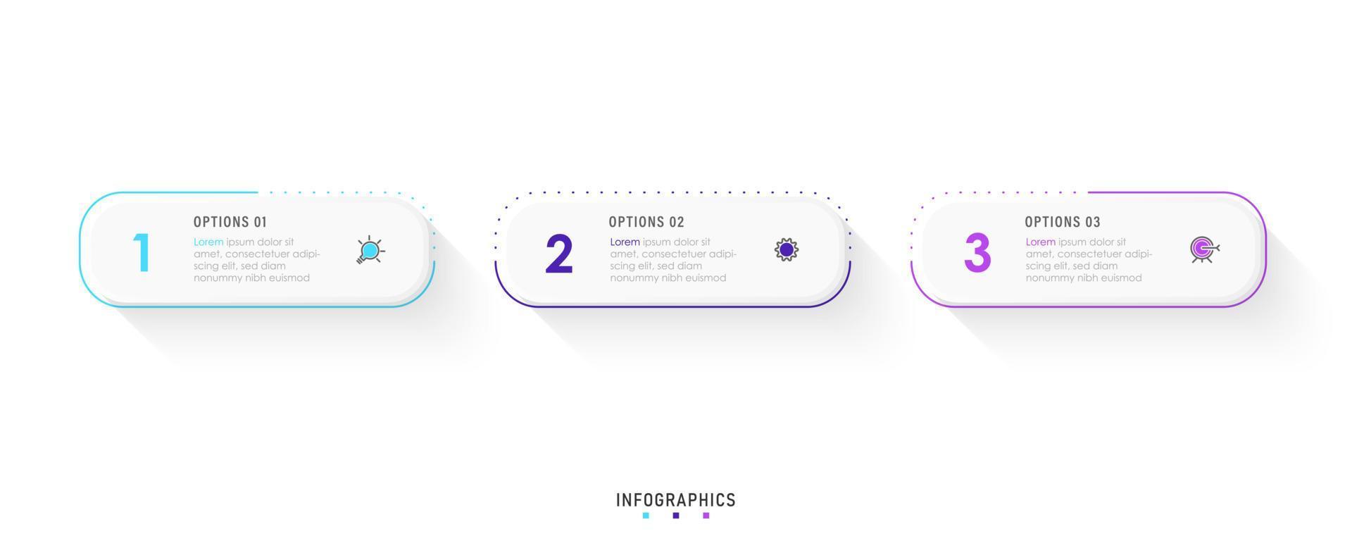 Vector Infographic label design template with icons and 3 options or steps. Can be used for process diagram, presentations, workflow layout, banner, flow chart, info graph.