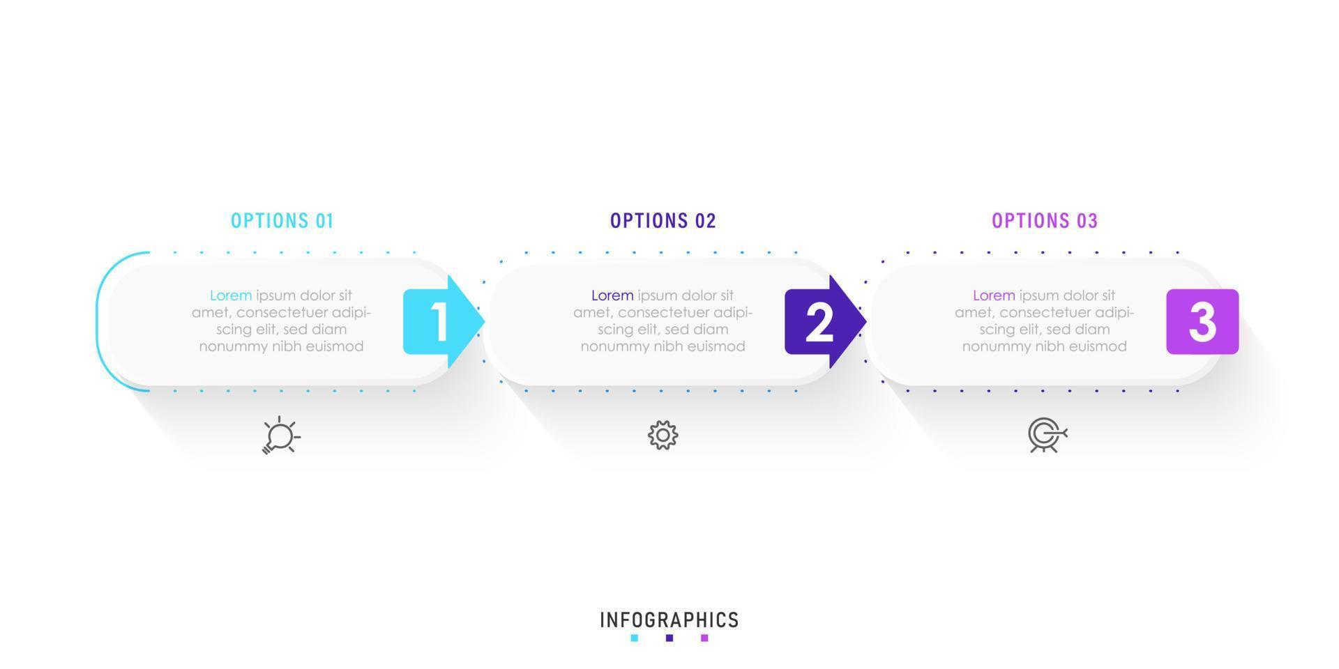 Vector Infographic label design template with icons and 3 options or steps. Can be used for process diagram, presentations, workflow layout, banner, flow chart, info graph.