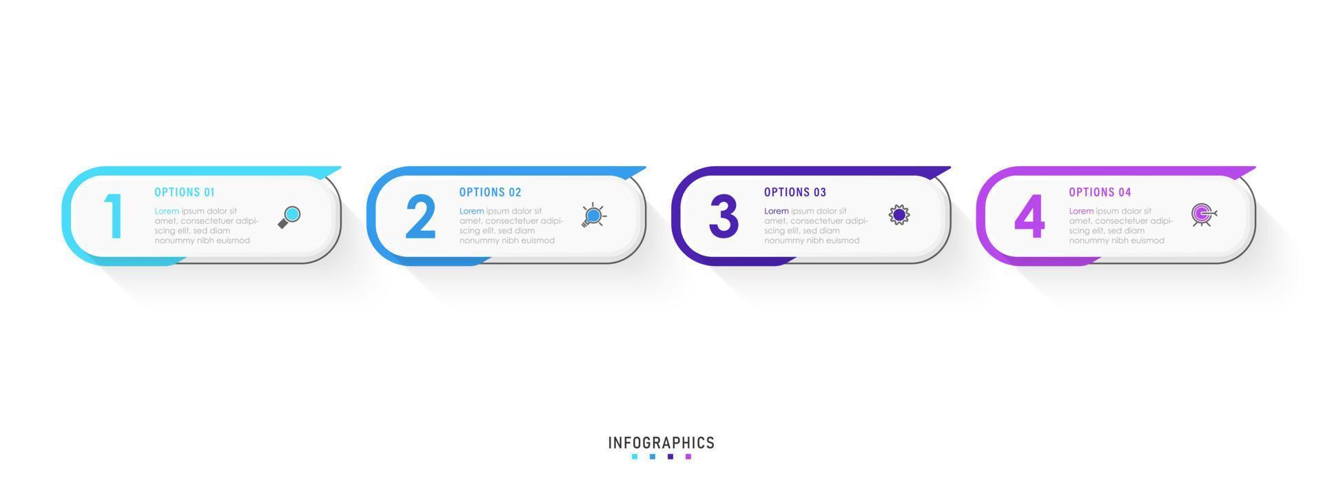Vector Infographic label design template with icons and 4 options or steps. Can be used for process diagram, presentations, workflow layout, banner, flow chart, info graph.