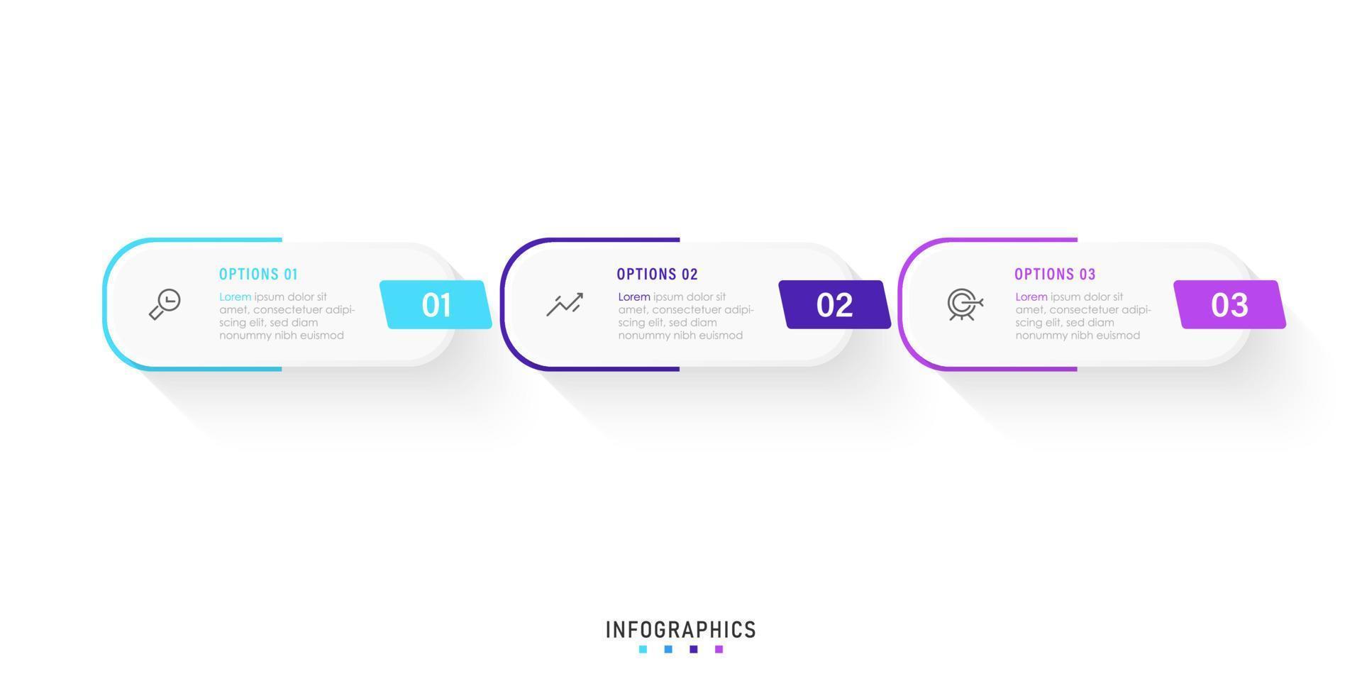 Vector Infographic label design template with icons and 3 options or steps. Can be used for process diagram, presentations, workflow layout, banner, flow chart, info graph.