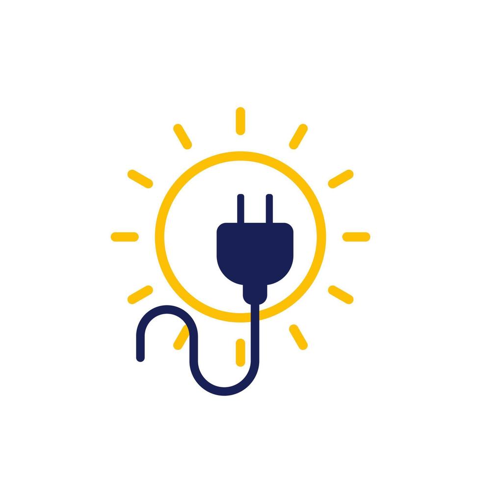 electric plug and sun icon, solar energy concept vector