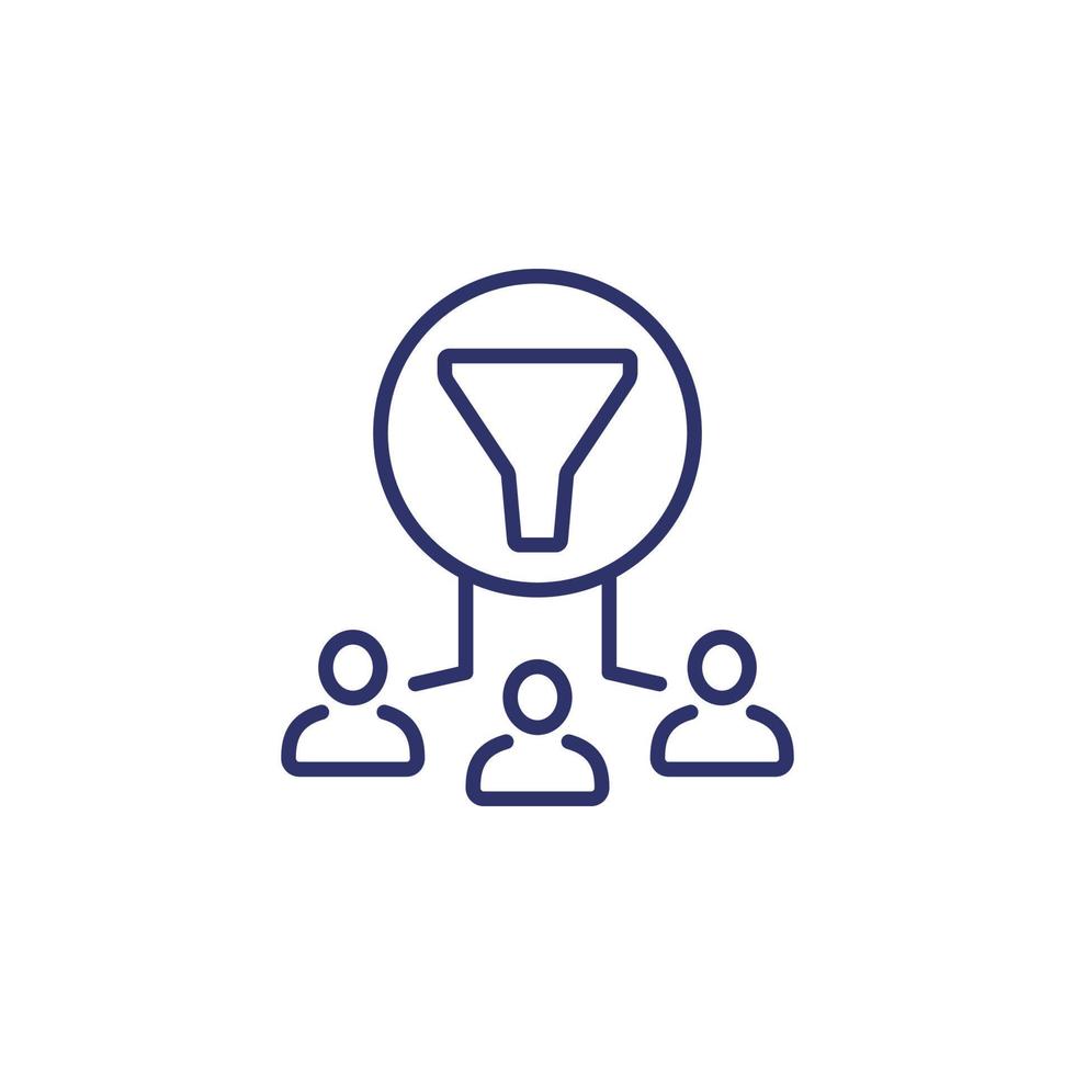 filtering users data line icon vector