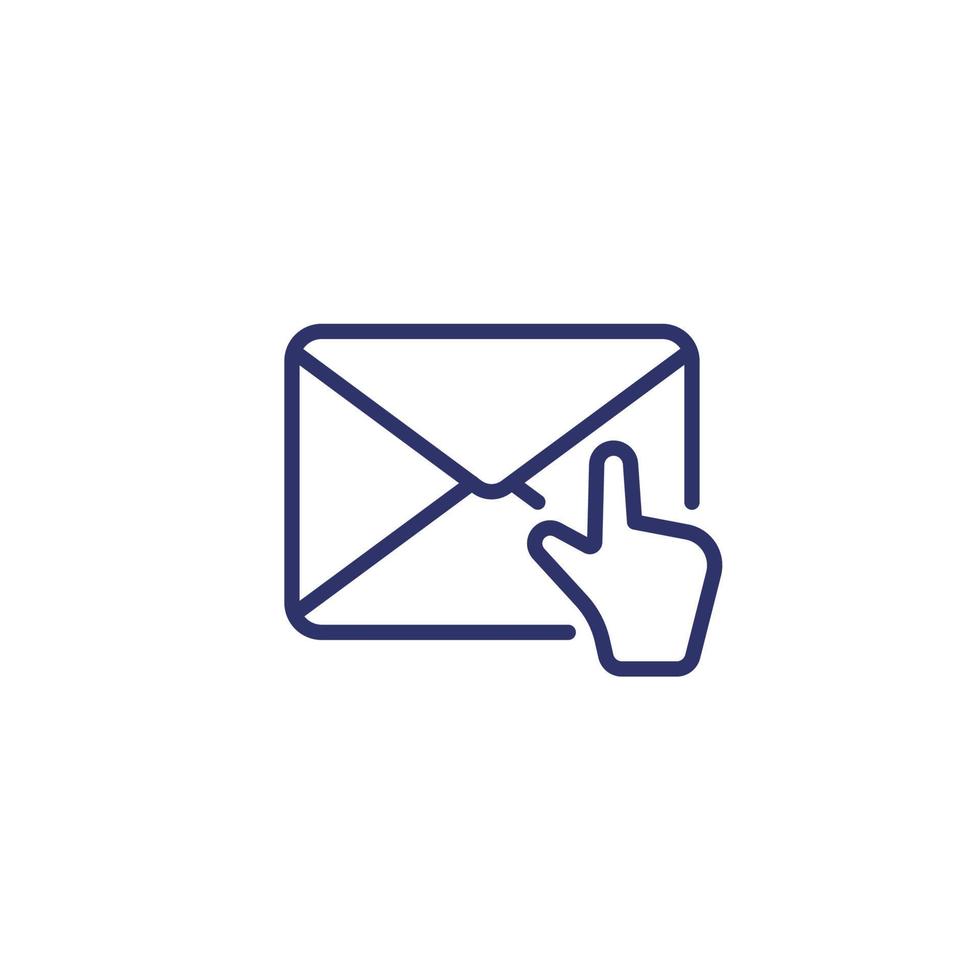 icono de correo y gesto táctil, vector de línea