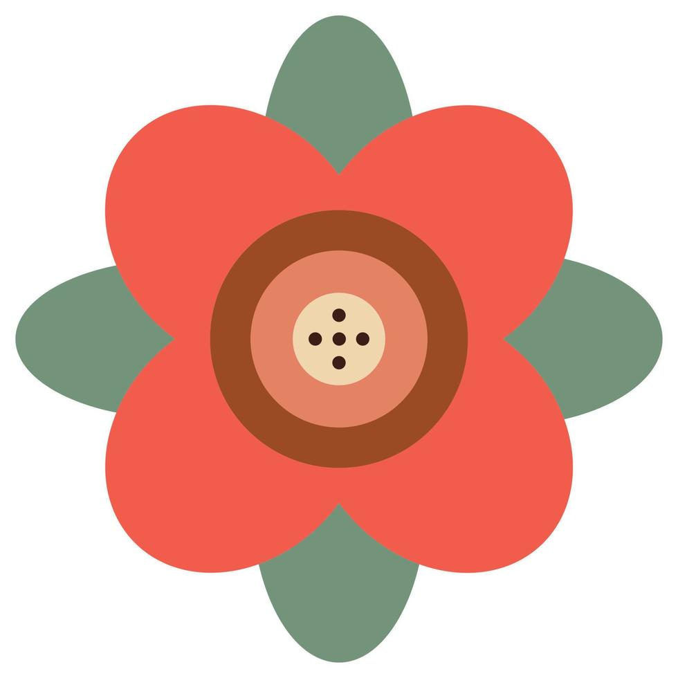 Flower in retro groovy style. Simple vector icon