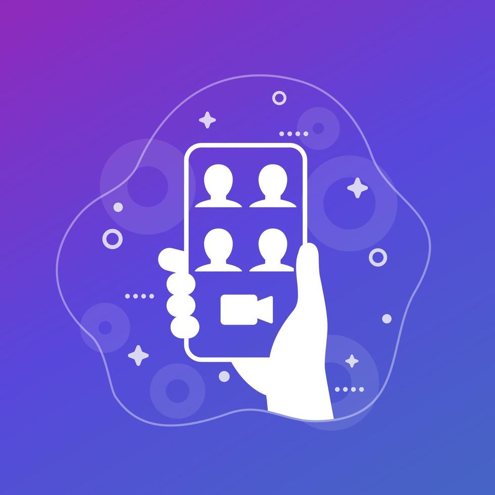 video call icon with a phone in hand vector