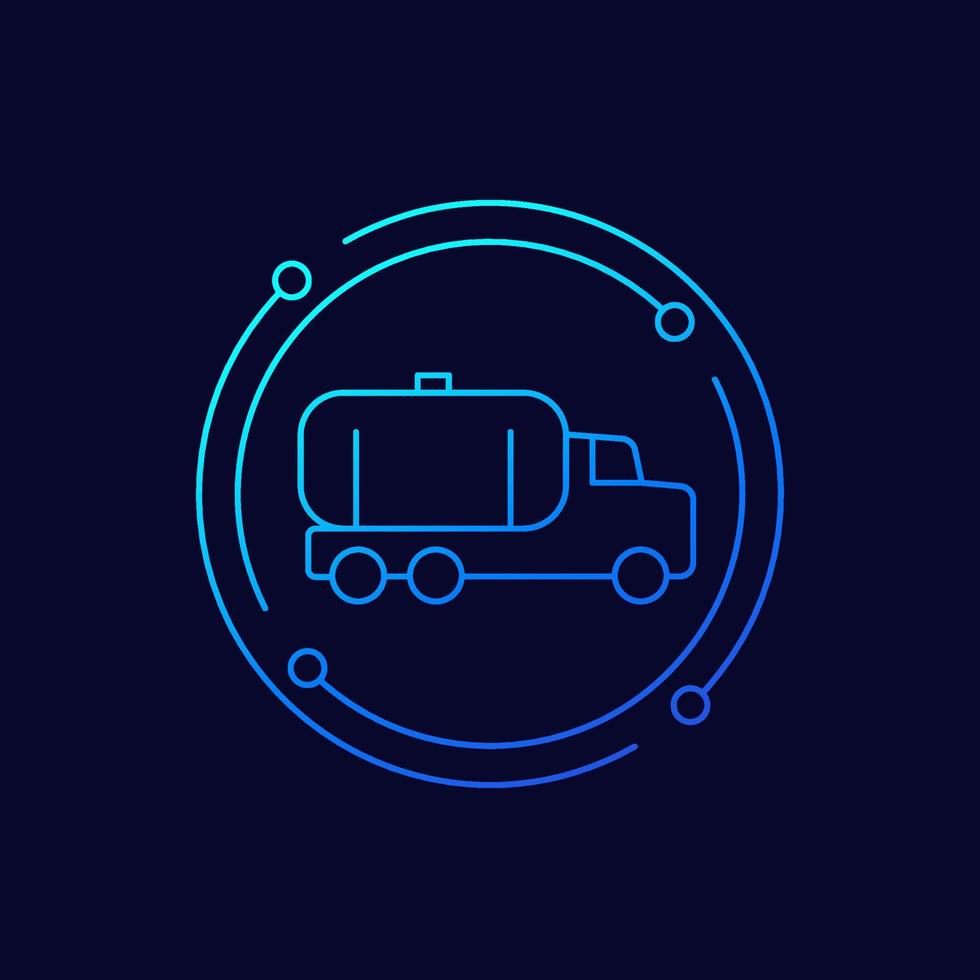 tanker truck line icon on dark vector