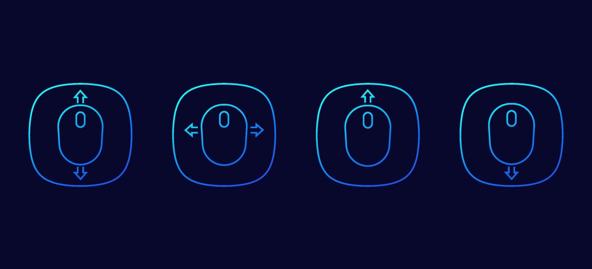 desplácese con los iconos de la línea del mouse para la web vector