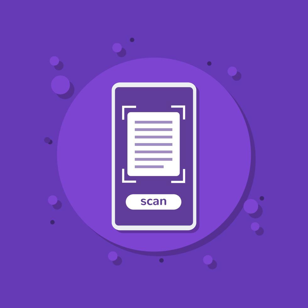 document scanning in mobile app vector icon