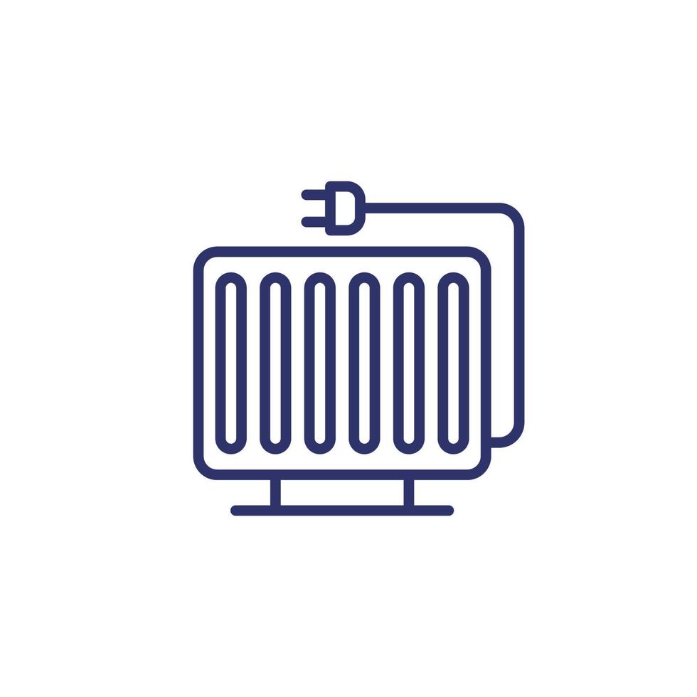 heater line icon, radiator with electic plug vector