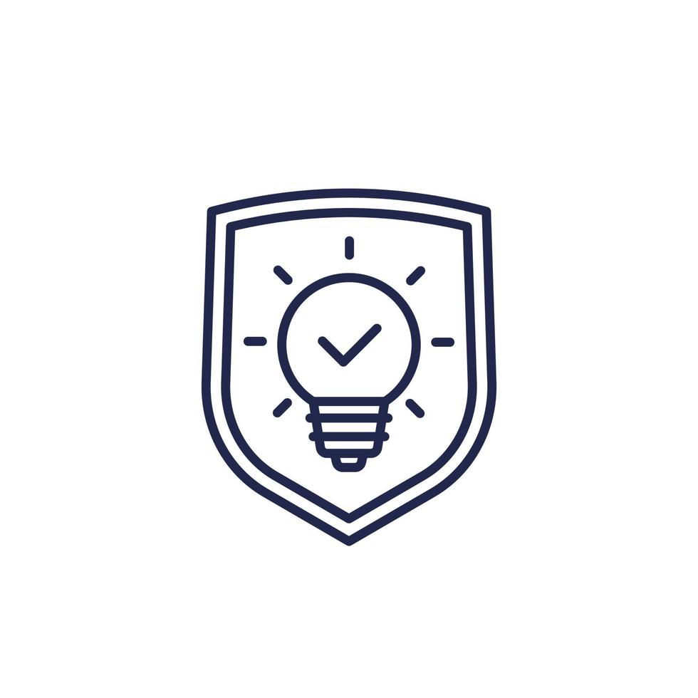 patent protection line icon with a shield vector