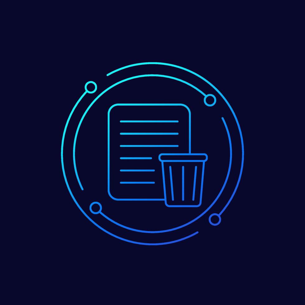 document and trash bin line vector icon