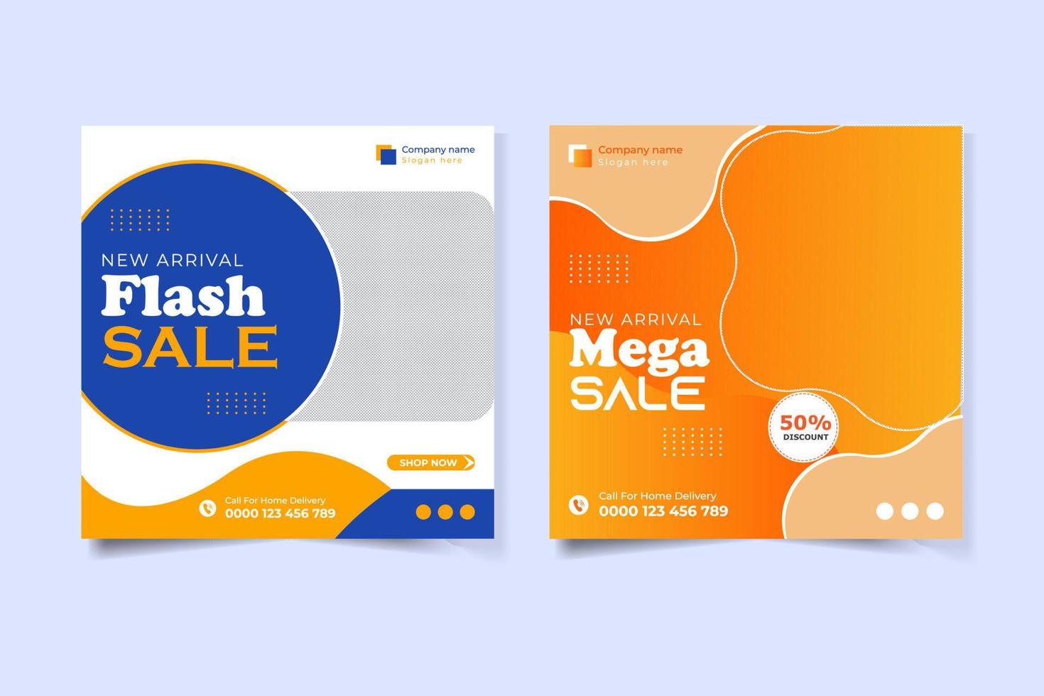 Shopping social media post template bundle vector