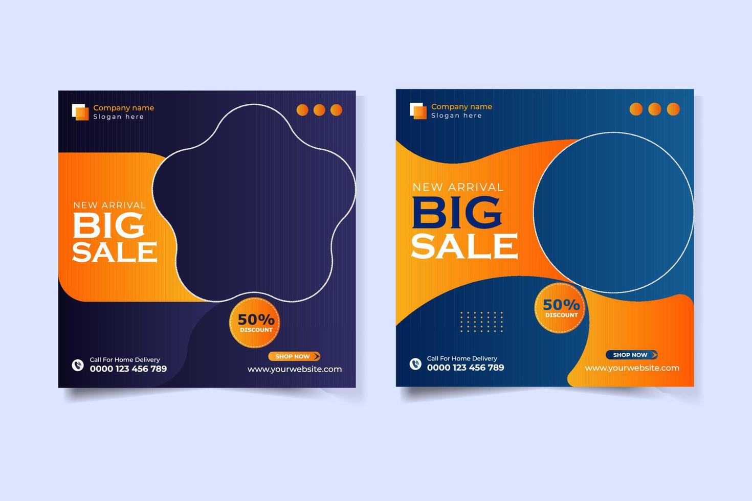 Shopping social media post template bundle vector