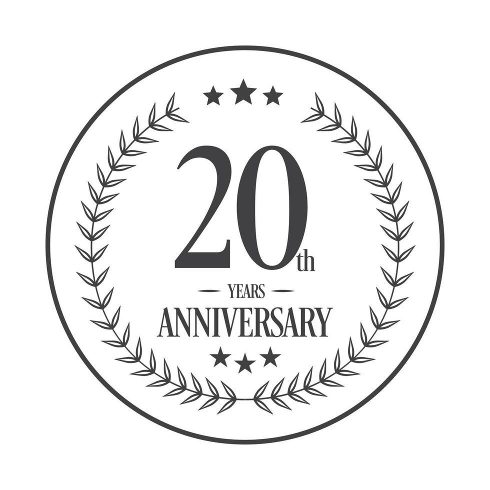 Luxury 20th anniversary Logo illustration vector.Free vector illustration Free Vector