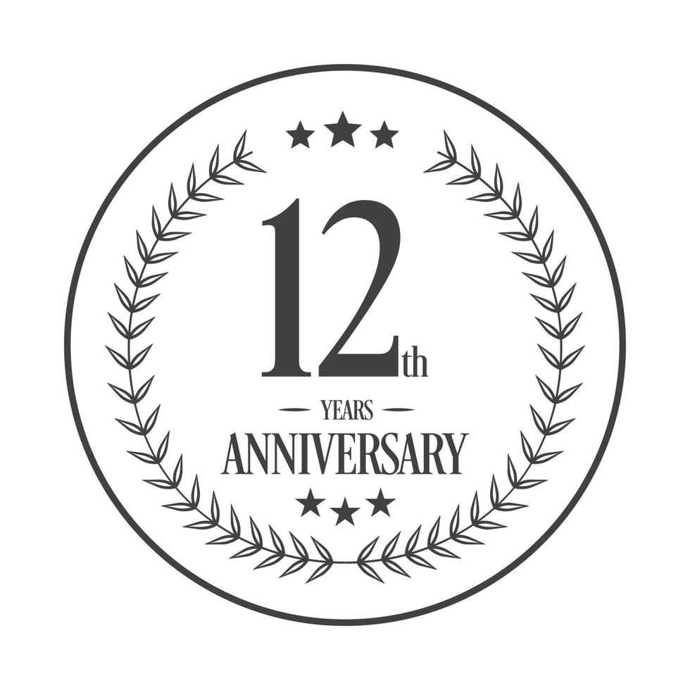 Luxury 12th anniversary Logo illustration vector.Free vector illustration Free Vector