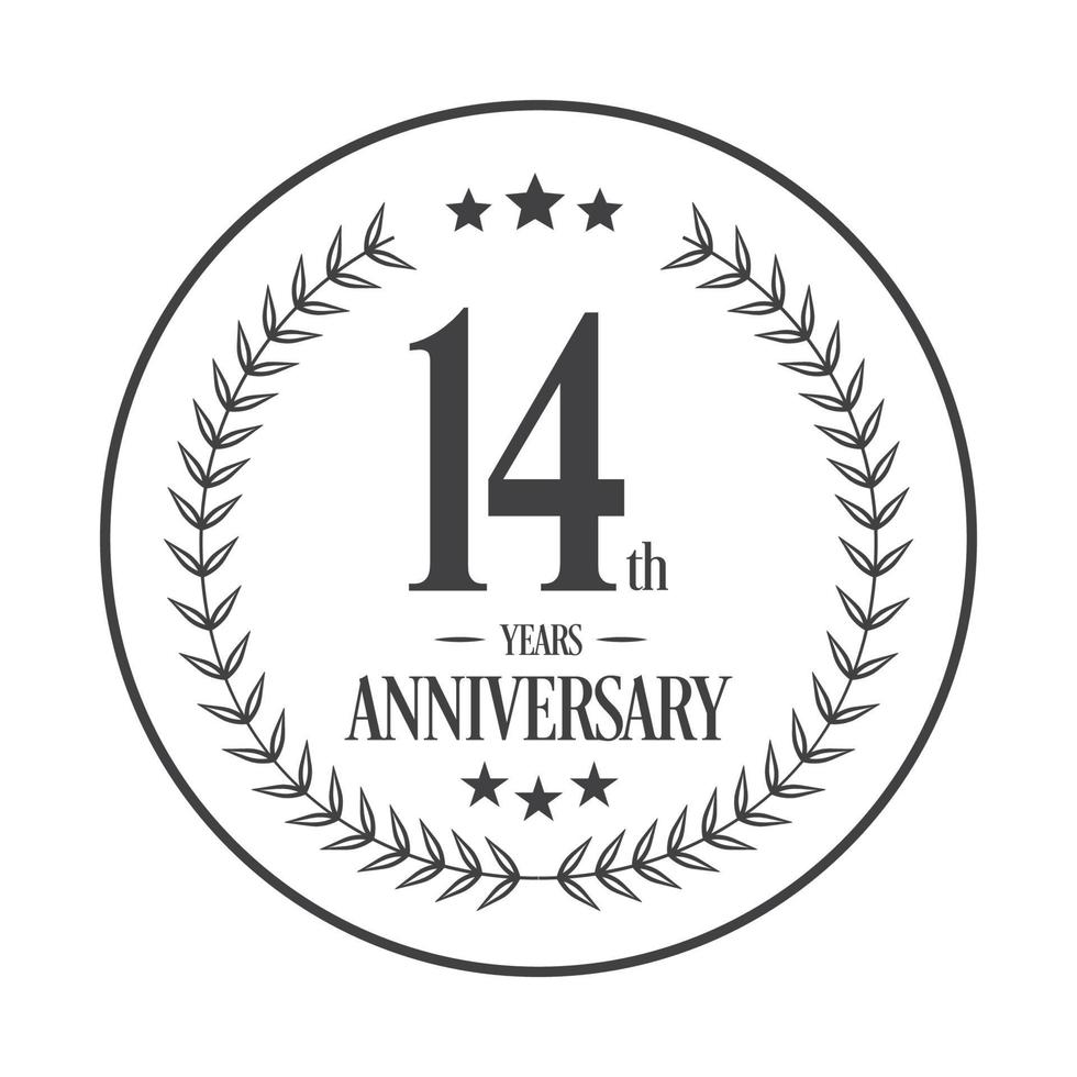 Luxury 14th anniversary Logo illustration vector.Free vector illustration Free Vector