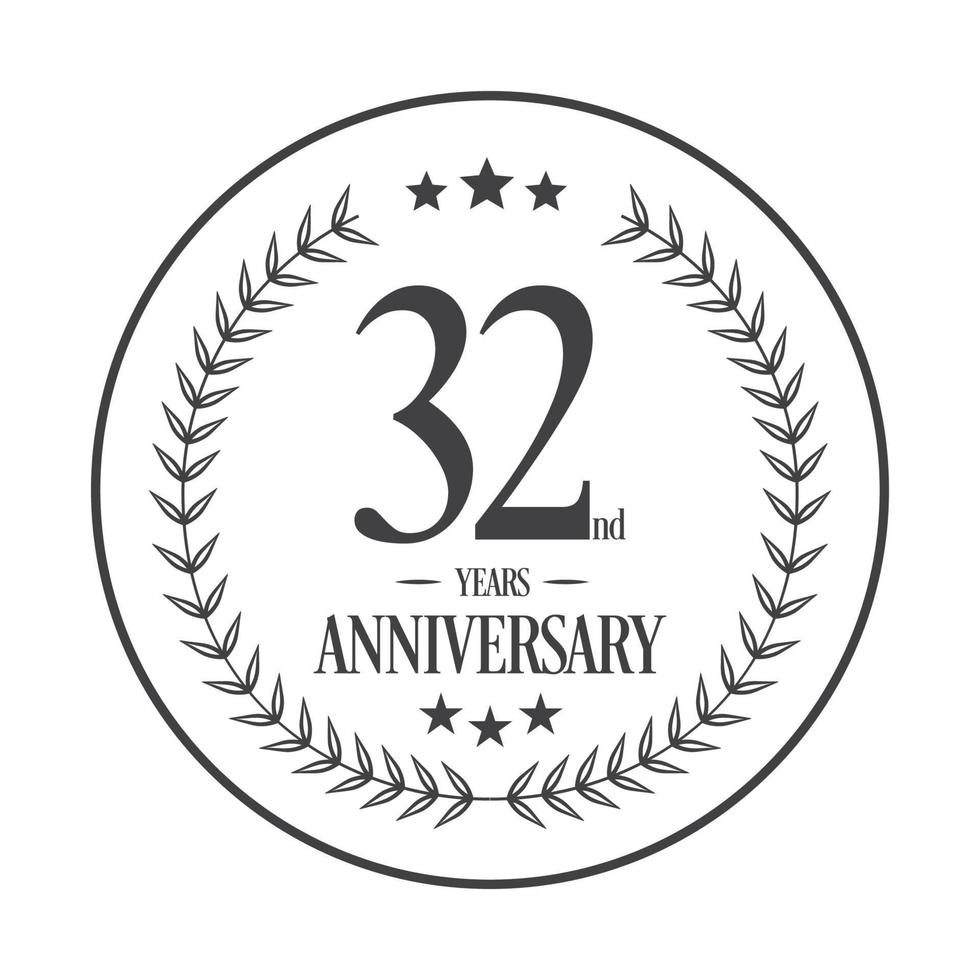 Luxury 32nd anniversary Logo illustration vector.Free vector illustration Free Vector