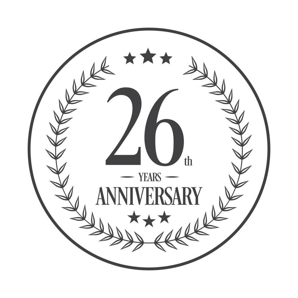 Luxury 26th anniversary Logo illustration vector.Free vector illustration Free Vector