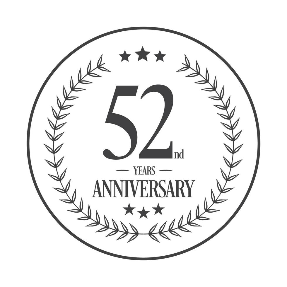 Luxury 52 anniversary Logo illustration vector.Free vector illustration Free Vector