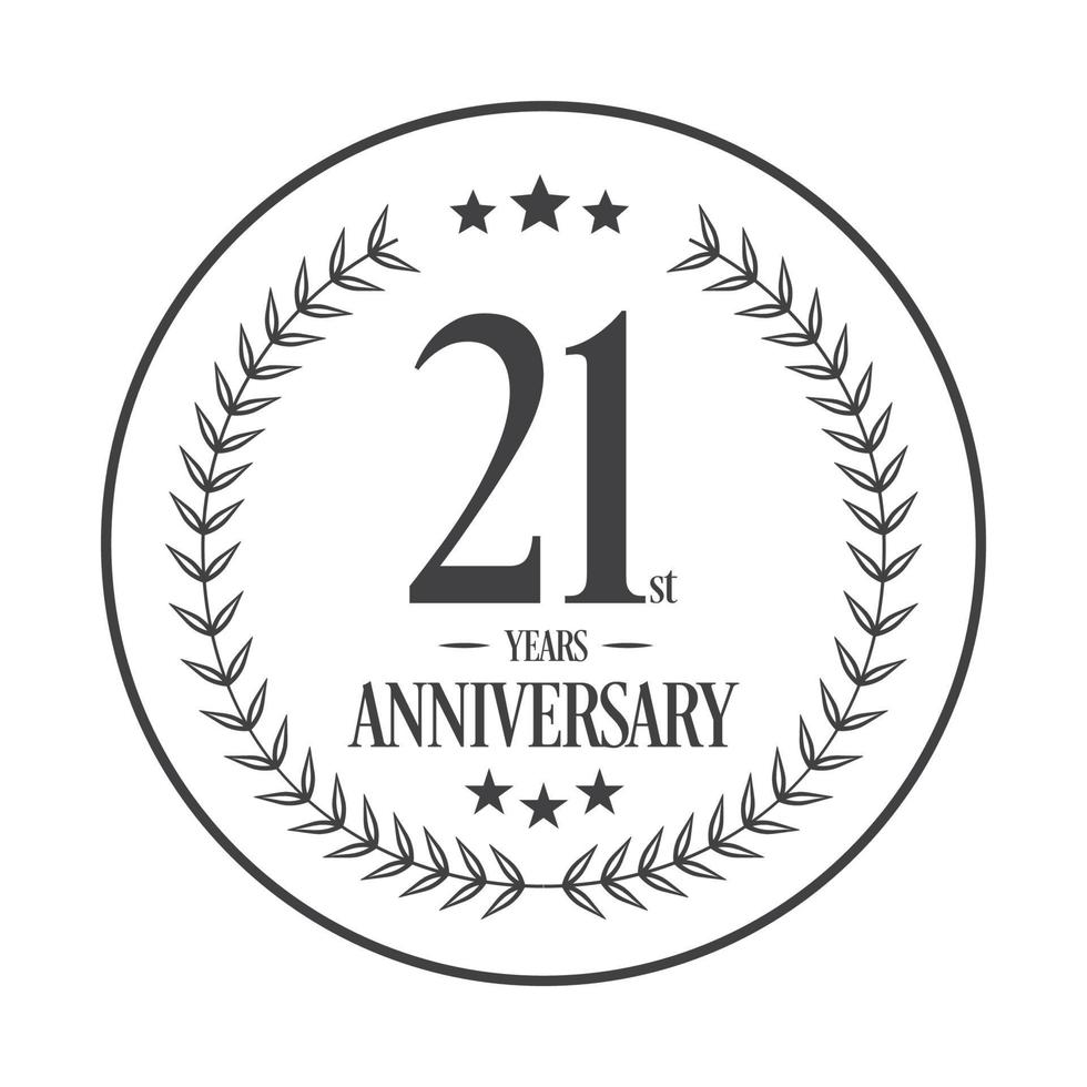 Luxury 21st anniversary Logo illustration vector.Free vector illustration Free Vector