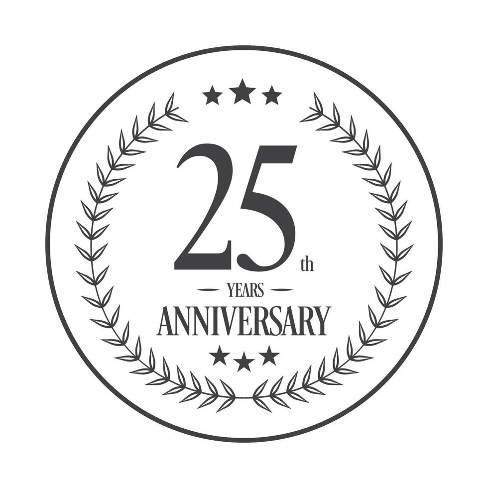 Luxury 25th anniversary Logo illustration vector.Free vector illustration Free Vector